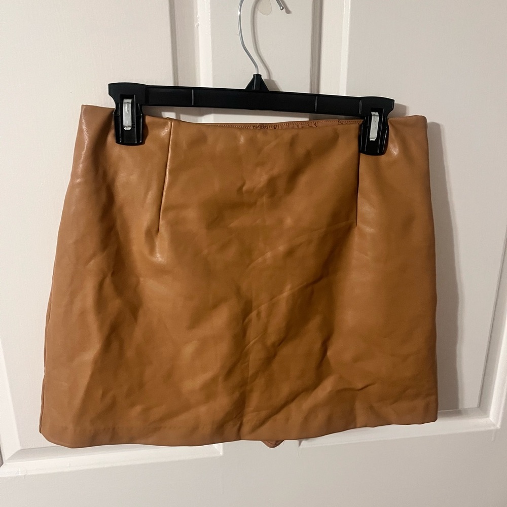 Classic Tan Leather Skort